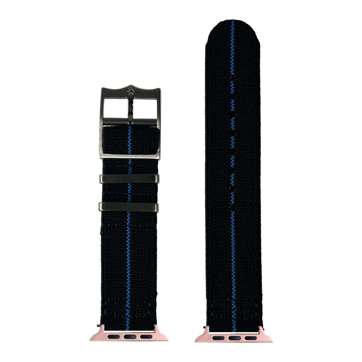 [Apple Watch] ElastoFlex - Black/Blue with Rose Gold Apple Watch connecters