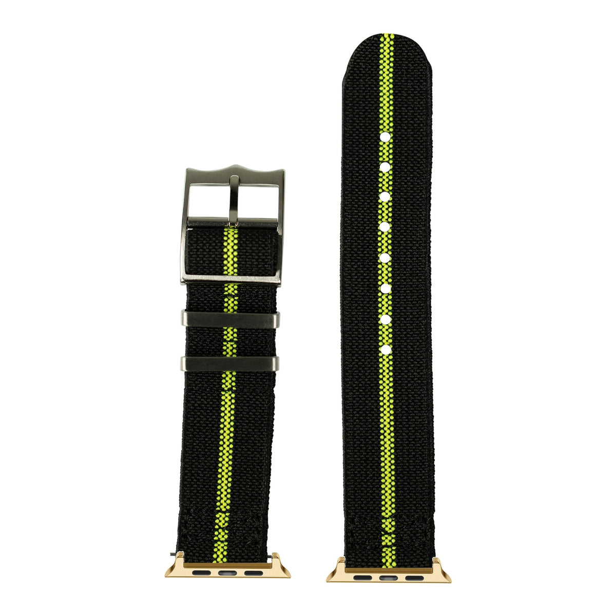 [Apple Watch] ElastoFlex - Black/Fluorescent Green with Gold Apple Watch connecters