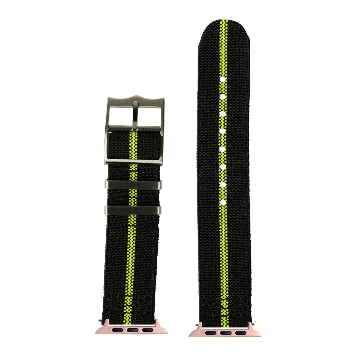 [Apple Watch] ElastoFlex - Black/Fluorescent Green with Rose Gold Apple Watch connecters