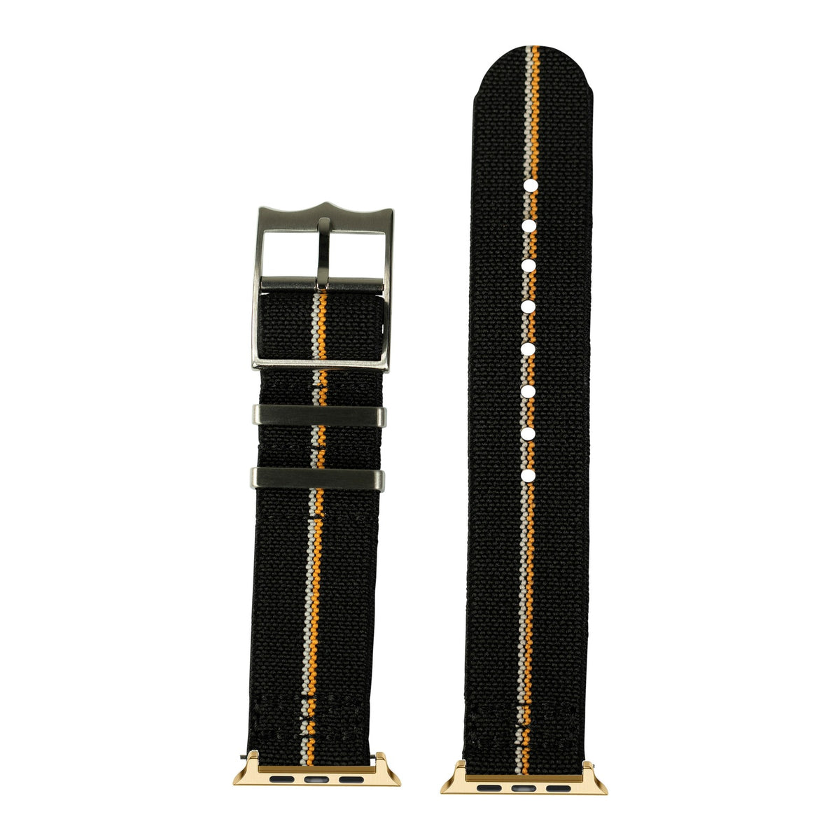 [Apple Watch] ElastoFlex - Black/Orange/White with Gold Apple Watch connecters