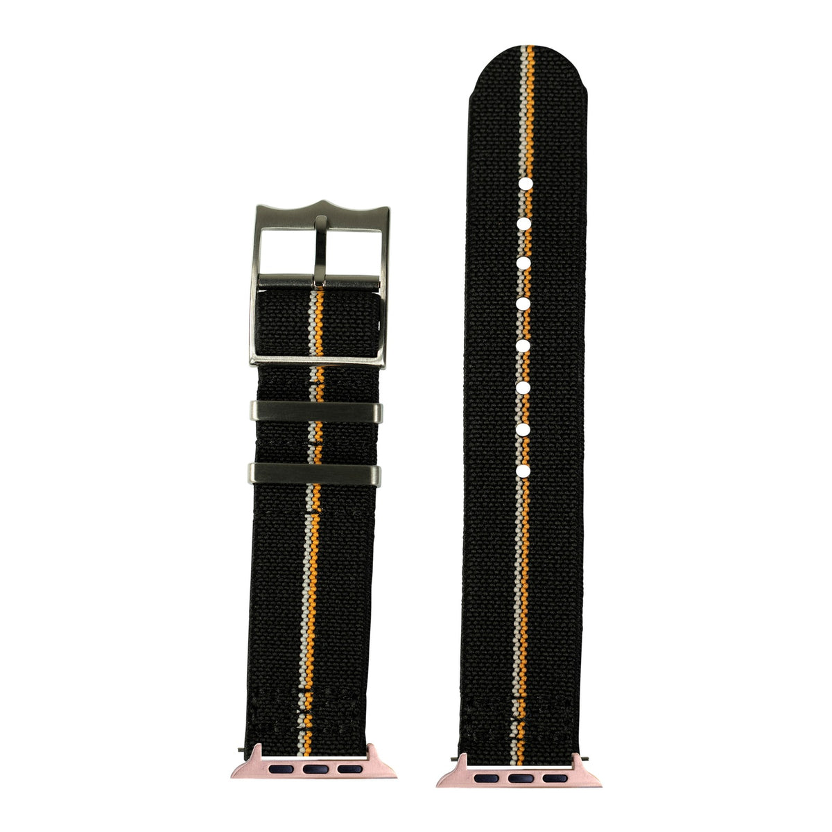 [Apple Watch] ElastoFlex - Black/Orange/White with Rose Gold Apple Watch connecters