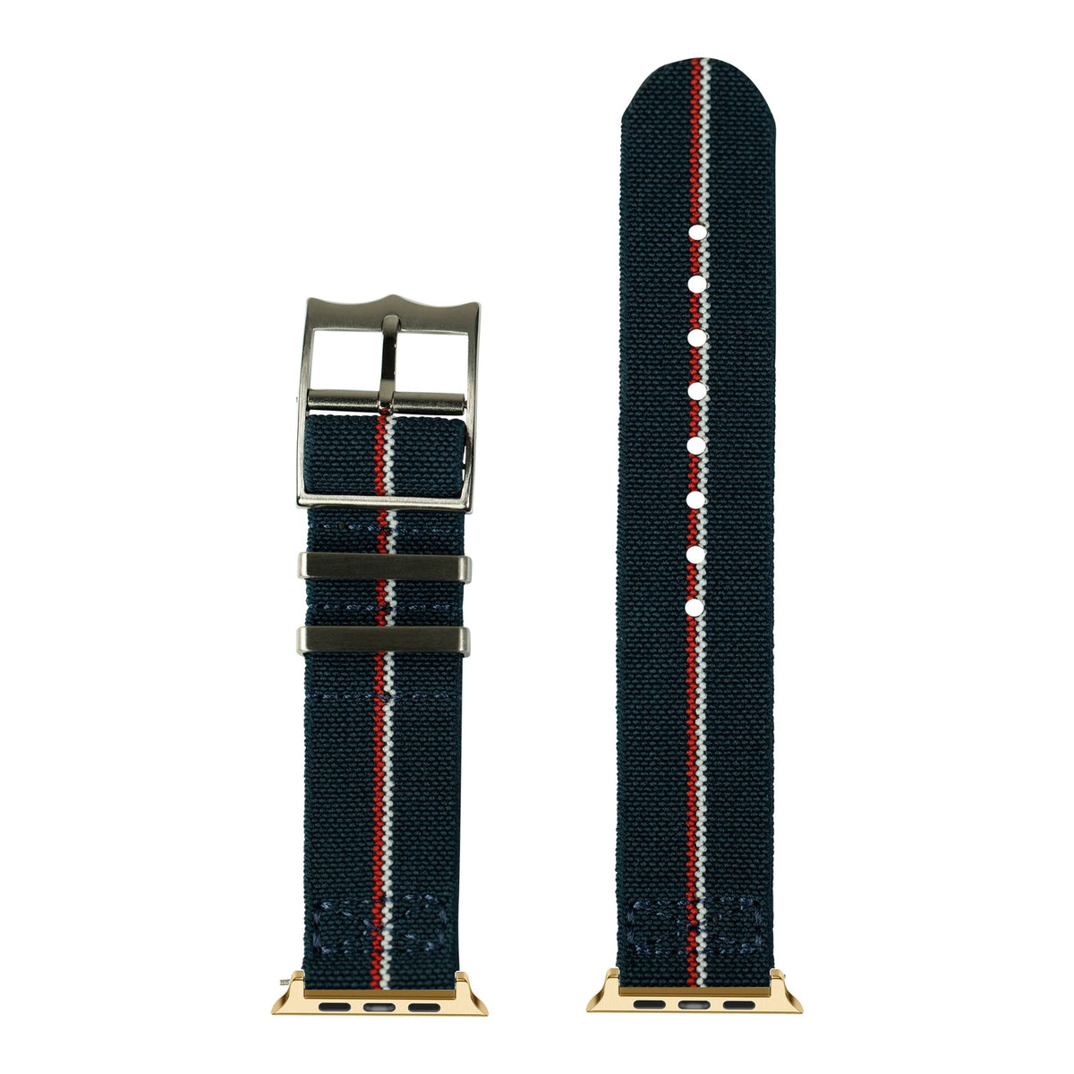 [Apple Watch] ElastoFlex - Blue/White/Red with Gold Apple Watch connecters
