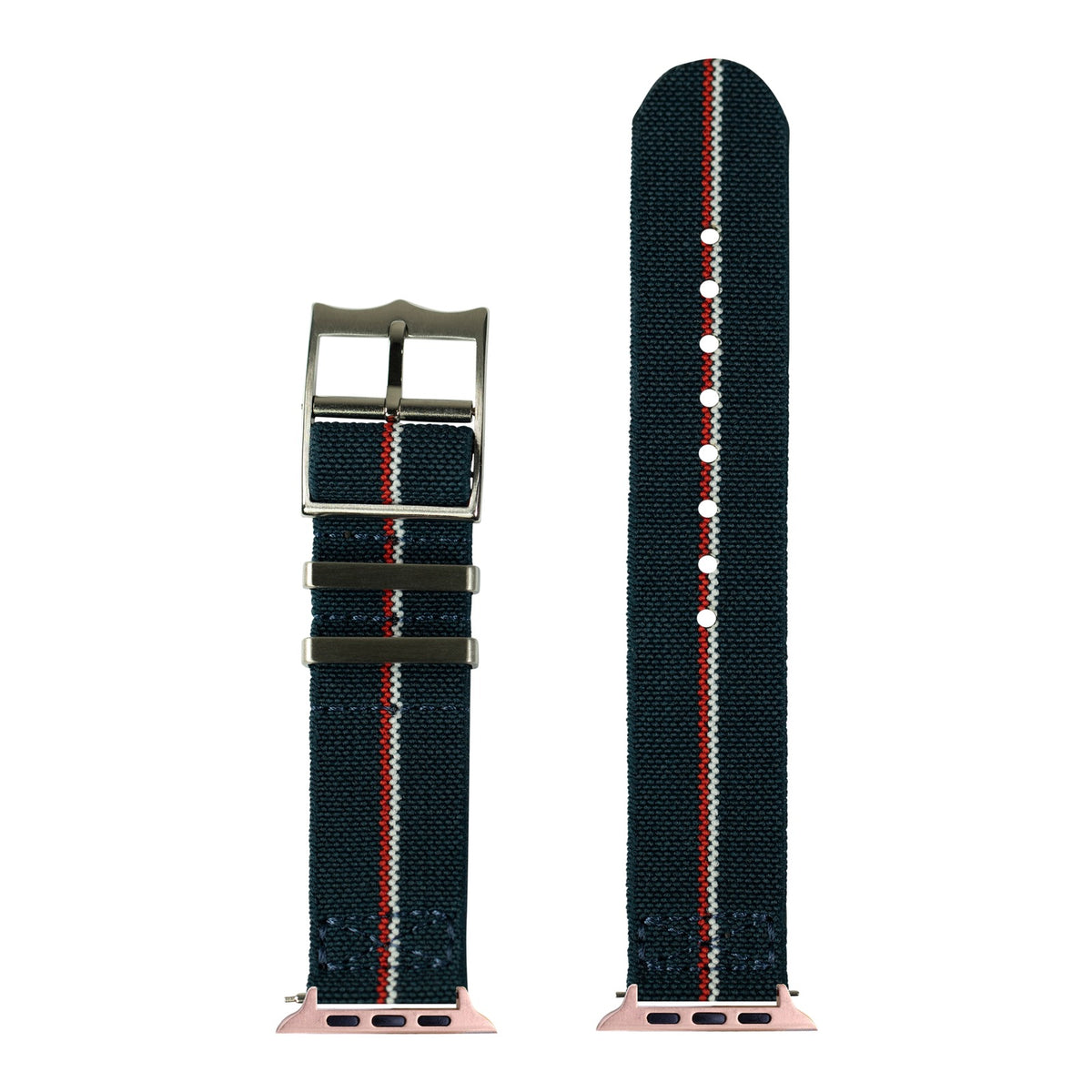 [Apple Watch] ElastoFlex - Blue/White/Red with Rose Gold Apple Watch connecters