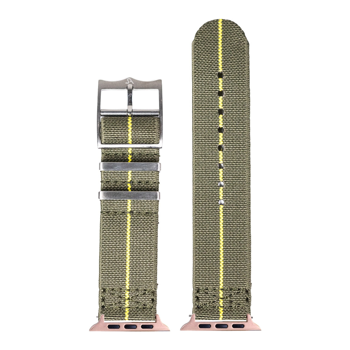 [Apple Watch] ElastoFlex - Green/Yellow with Rose Gold Apple Watch connecters