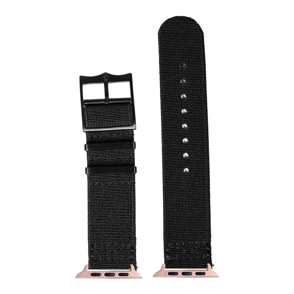 [Apple Watch] ElastoFlex - Stealth Black [Black Hardware] with Rose Gold Apple Watch connecters