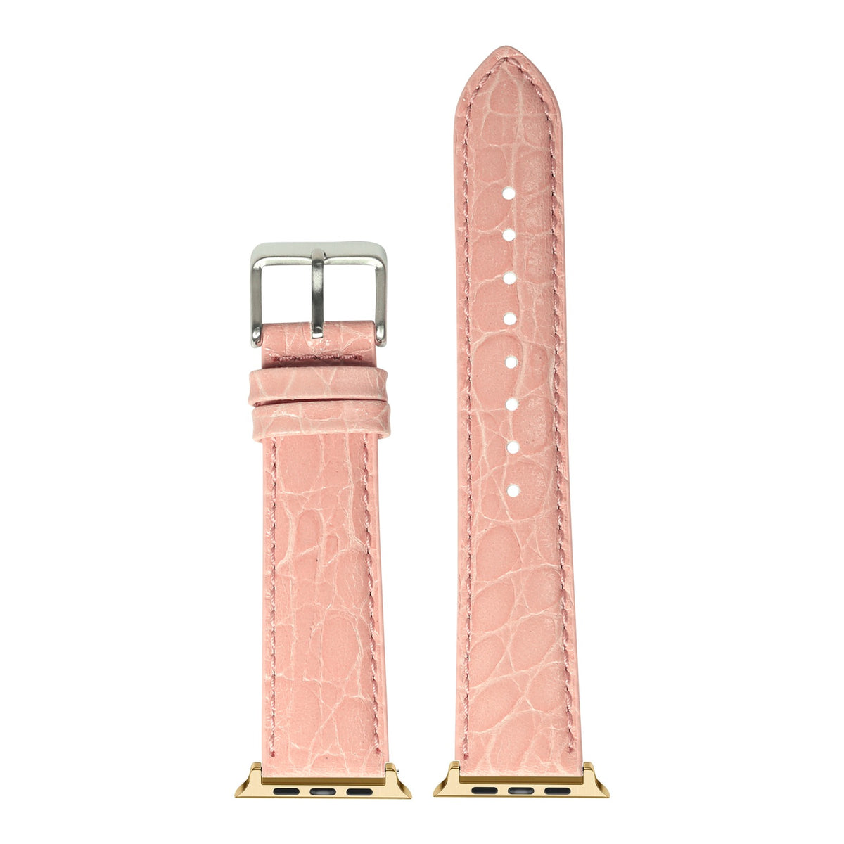 [Apple Watch] Alligator Leather - Pink with Gold Apple Watch connecters
