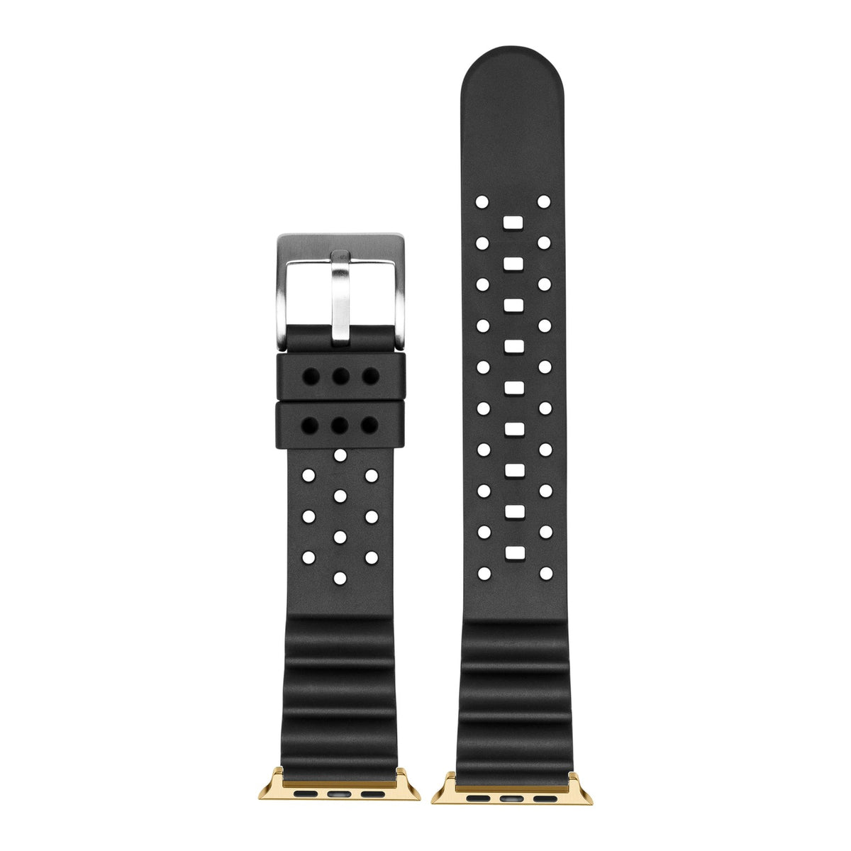[Apple Watch] Diver's FKM Rubber - Black with Gold Apple Watch connecters