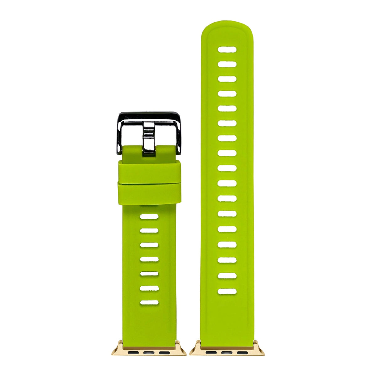 [Apple Watch] Flexi Silicone 3 with Black Hardware - Lime Green with Gold Apple Watch connecters
