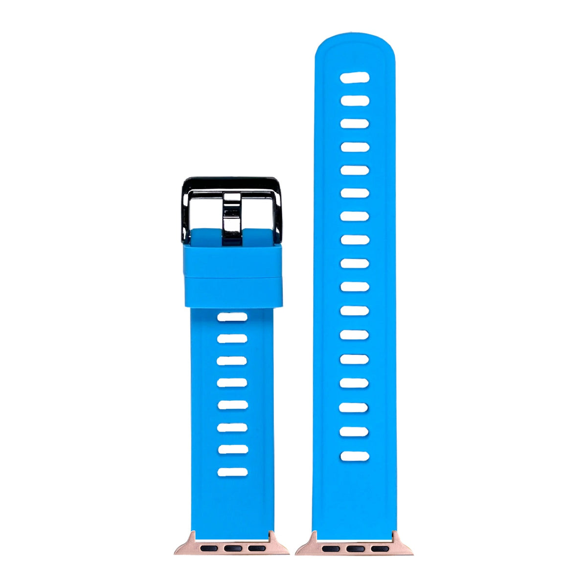 [Apple Watch] Flexi Silicone 3 with Black Hardware - Sky Blue with Rose Gold Apple Watch connecters
