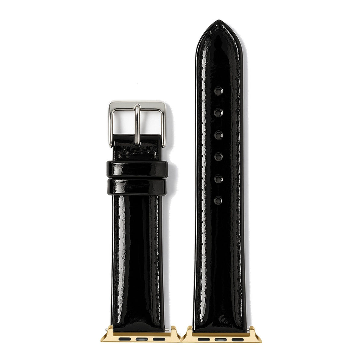 [Apple Watch] Padded Leather - Patent Black with Gold Apple Watch connecters