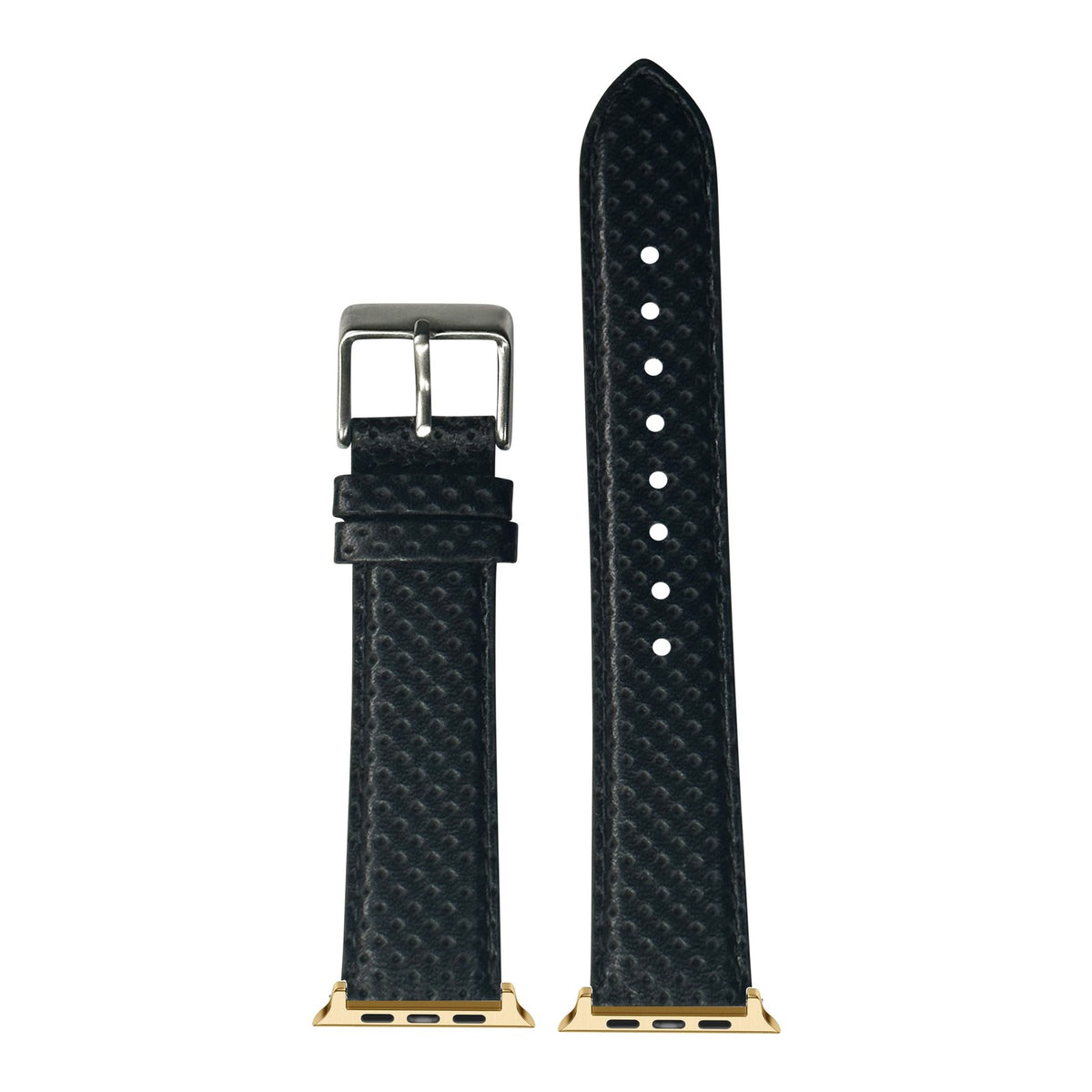 [Apple Watch] Perforated Racing Leather Straps - Black with Gold Apple Watch connecters