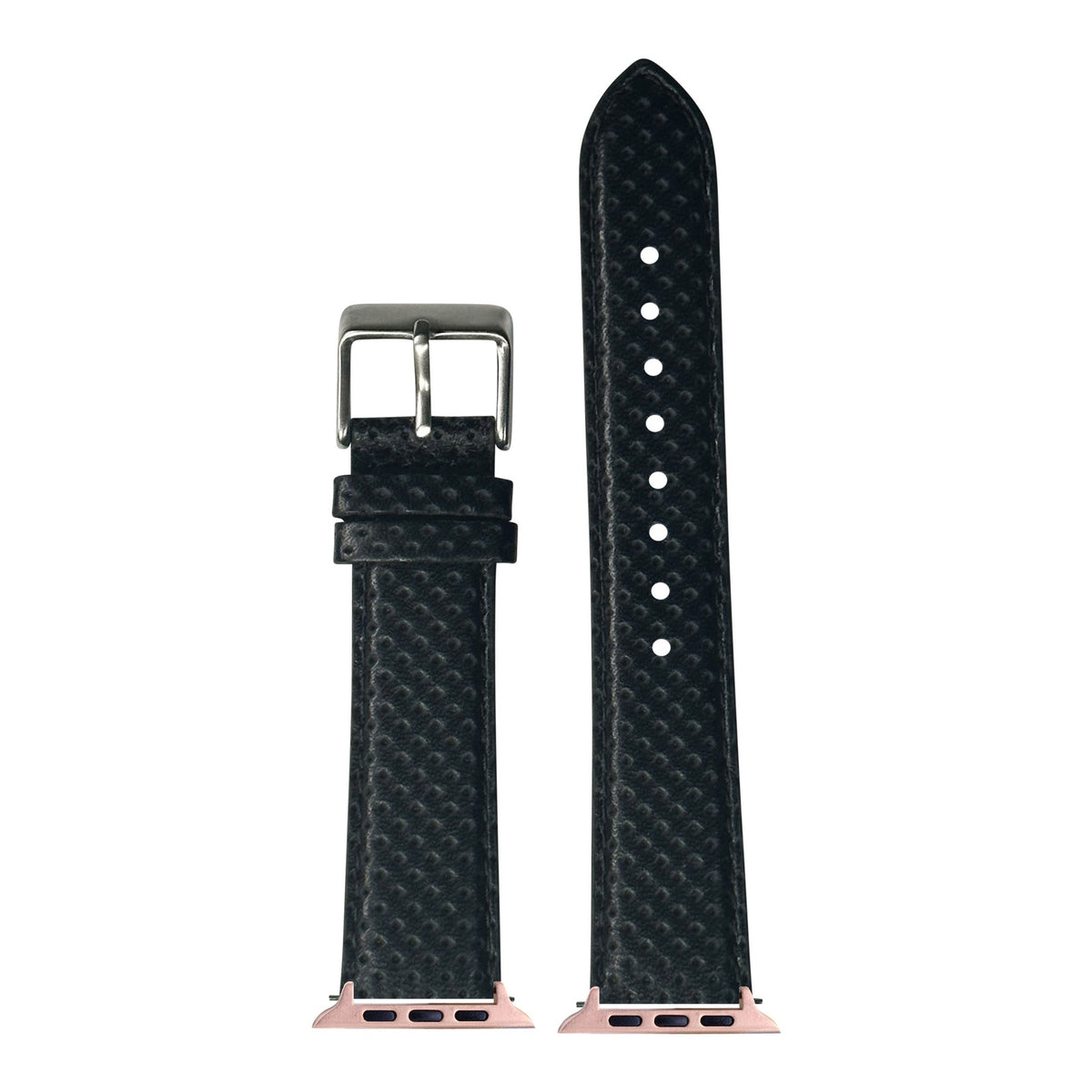 [Apple Watch] Perforated Racing Leather Straps - Black with Rose Gold Apple Watch connecters
