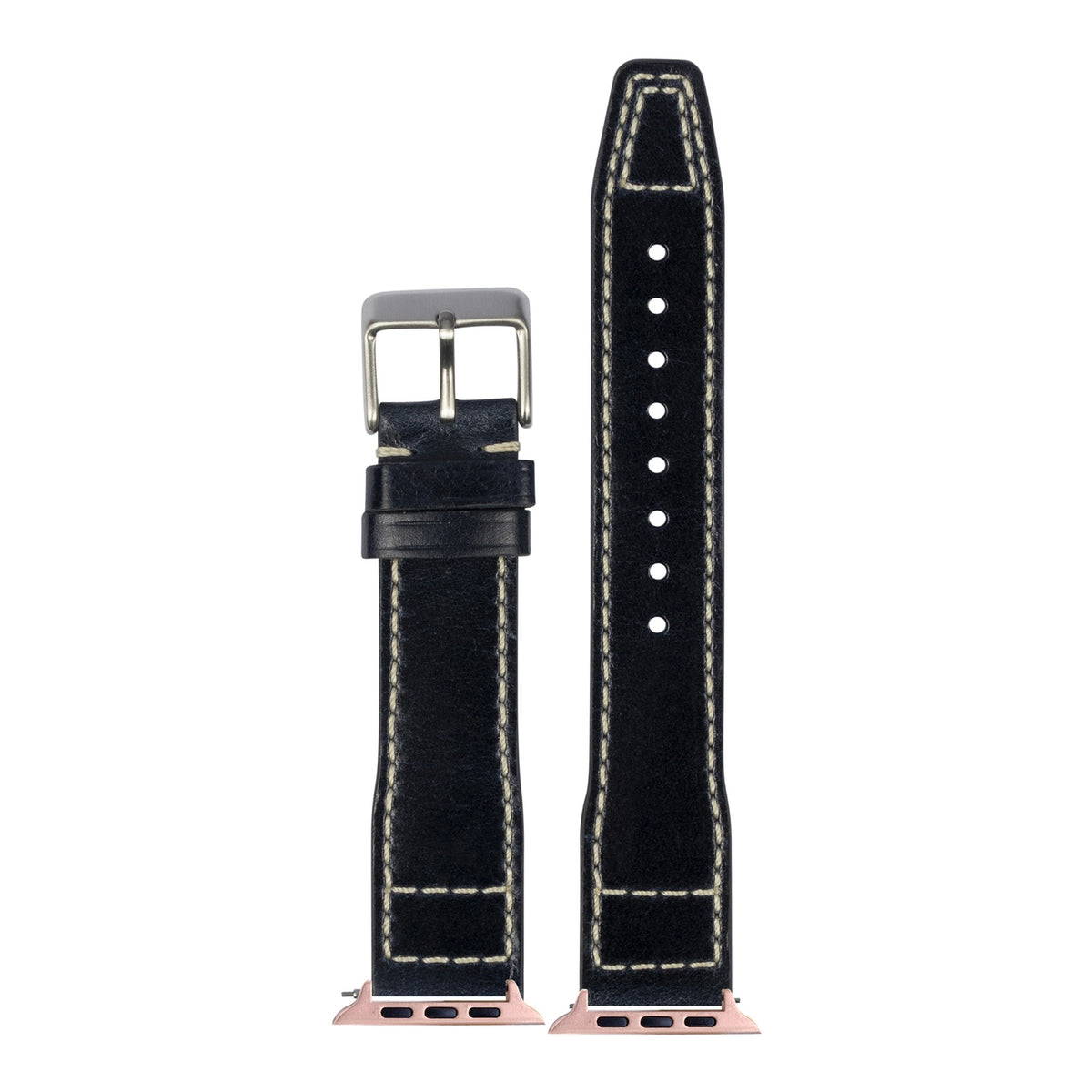 [Apple Watch] Pilot Leather - Black with Rose Gold Apple Watch connecters