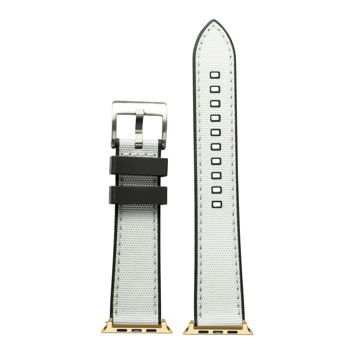 [Apple Watch] Sailcloth & FKM Rubber Hybrid - White with Gold Apple Watch connecters
