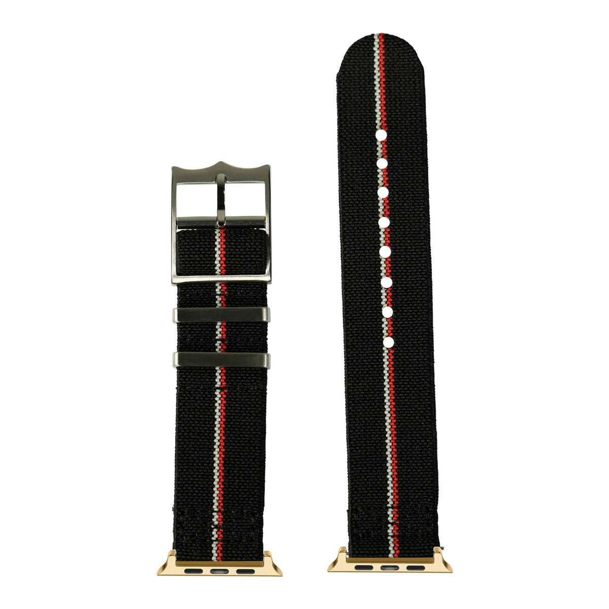[Apple Watch] ElastoFlex - Black/Red/White with Gold Apple Watch connecters