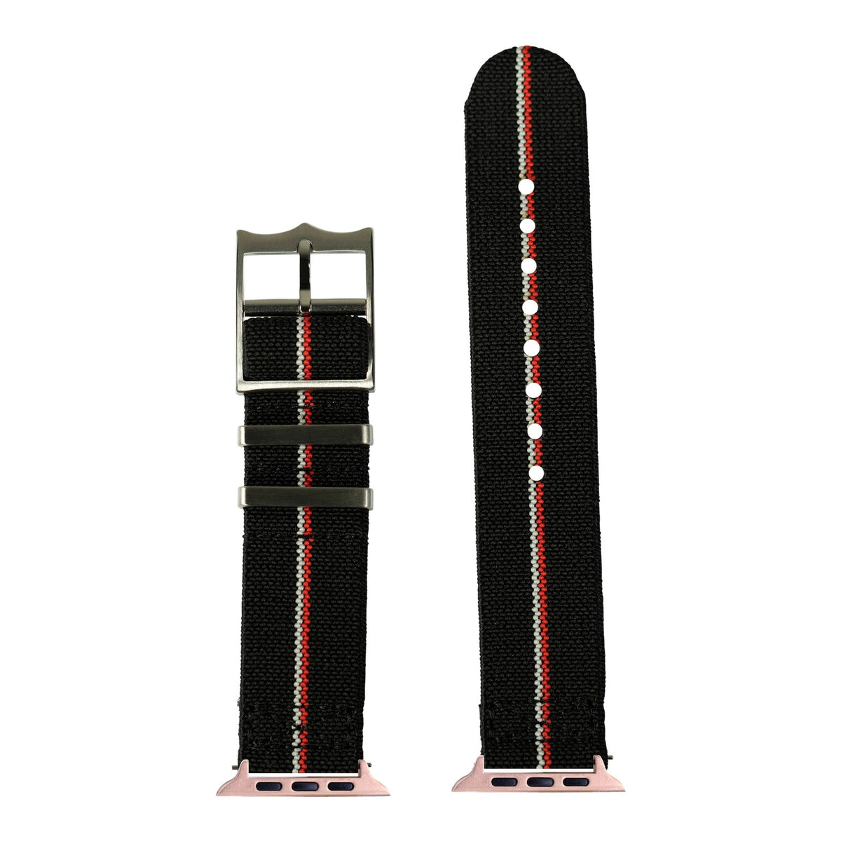 [Apple Watch] ElastoFlex - Black/Red/White with Rose Gold Apple Watch connecters