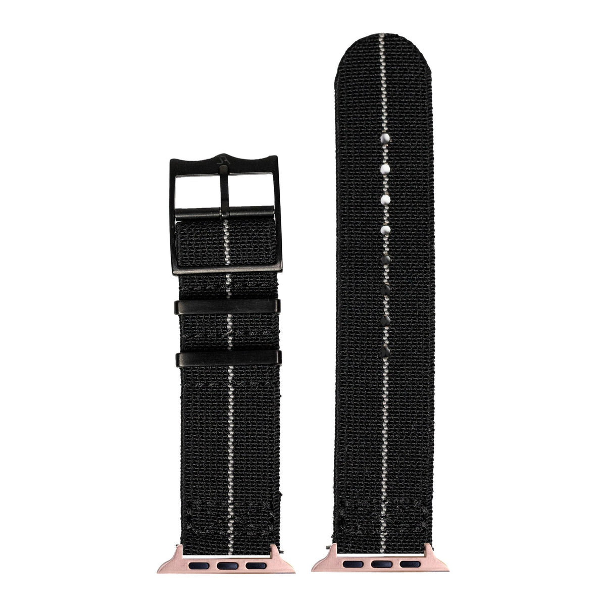 [Apple Watch] ElastoFlex - Stealth Black/White [Black Hardware] with Rose Gold Apple Watch connecters