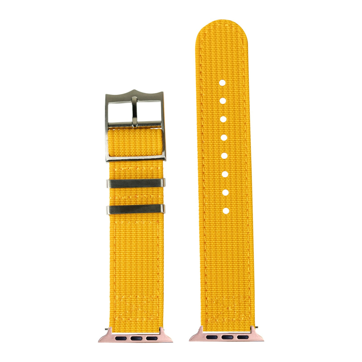[Apple Watch] Alpha Militex - Mustard Yellow - Silver with Rose Gold Apple Watch connecters