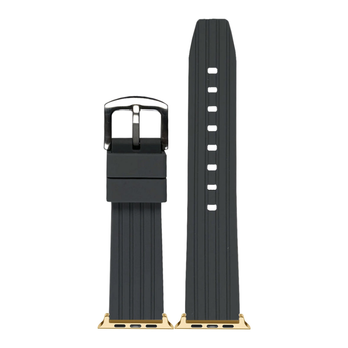 [Apple Watch] Flexi Silicone 4 - Grey with Gold Apple Watch connecters