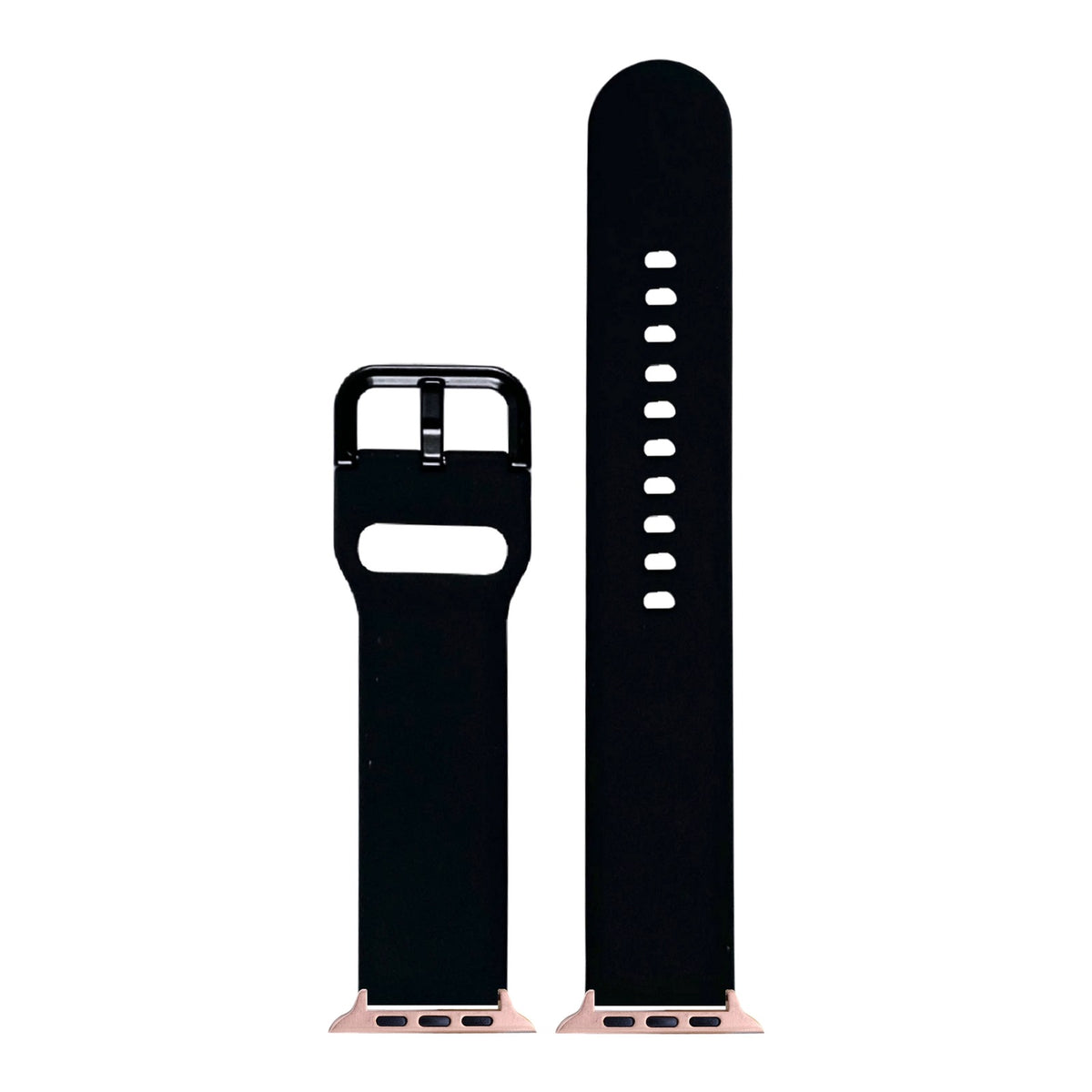 [Apple Watch] Flexi Silicone 6 - Black with Rose Gold Apple Watch connecters