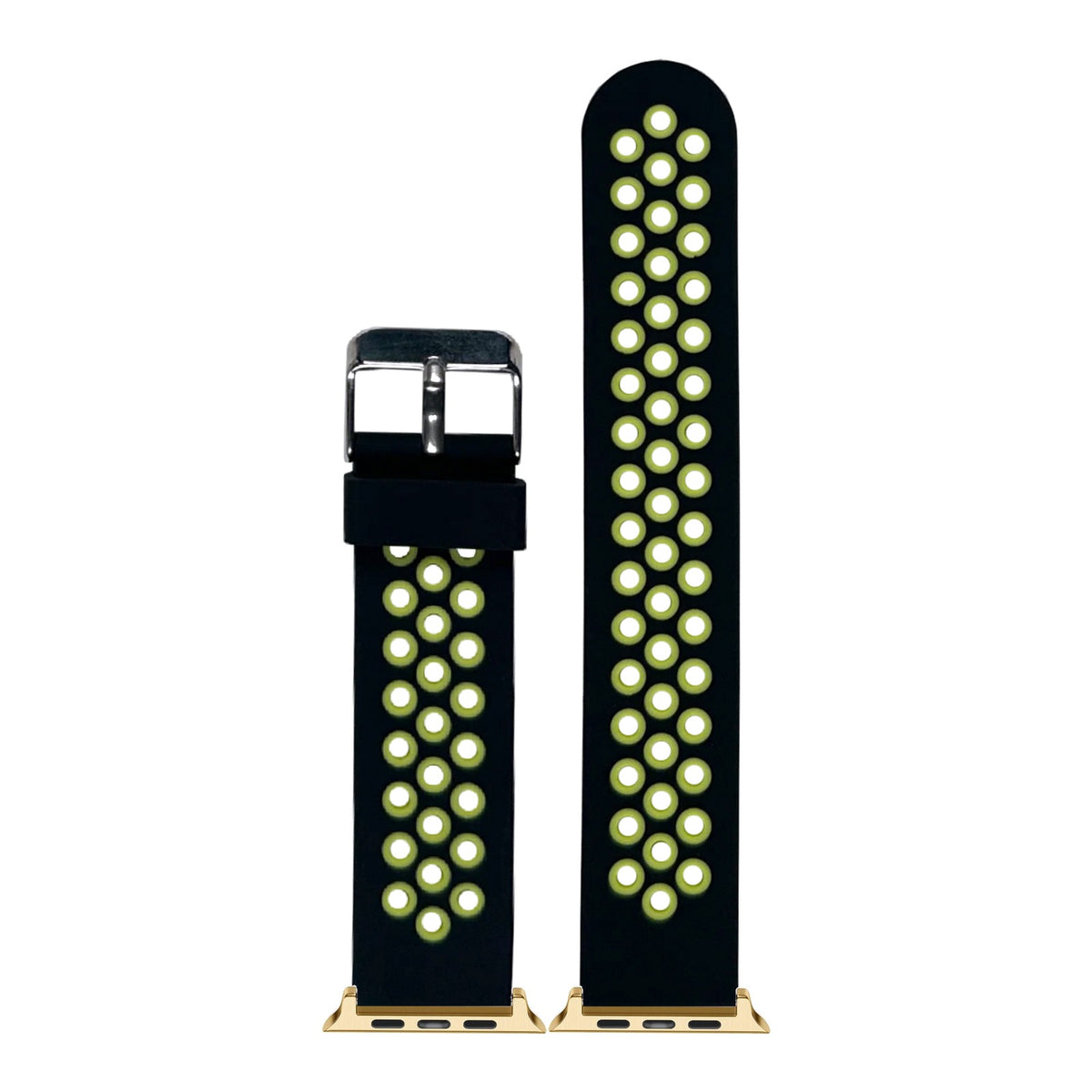[Apple Watch] Flexi Sports Silicone - Black/Highlighter Green with Gold Apple Watch connecters