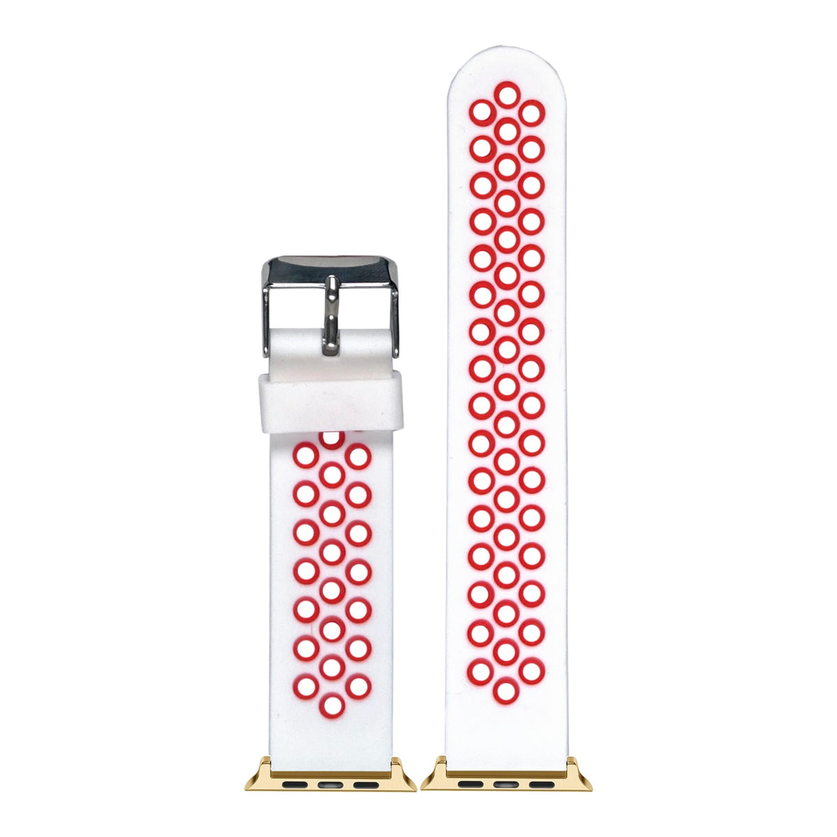 [Apple Watch] Flexi Sports Silicone - White/Red with Gold Apple Watch connecters