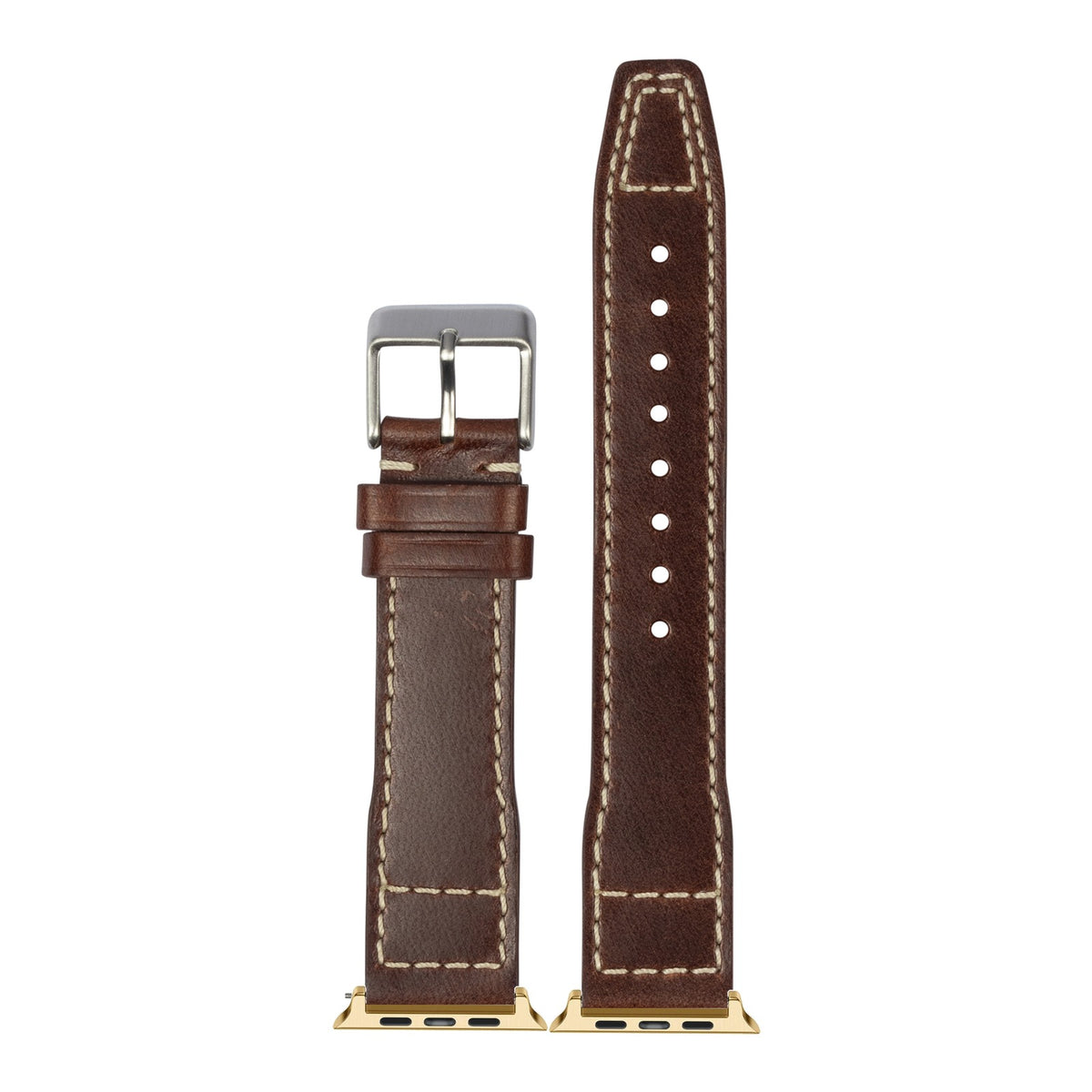 [Apple Watch] Pilot Leather - Dark Brown with Gold Apple Watch connecters