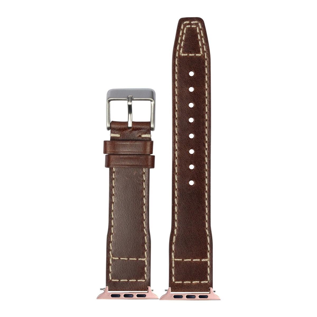 [Apple Watch] Pilot Leather - Dark Brown with Rose Gold Apple Watch connecters