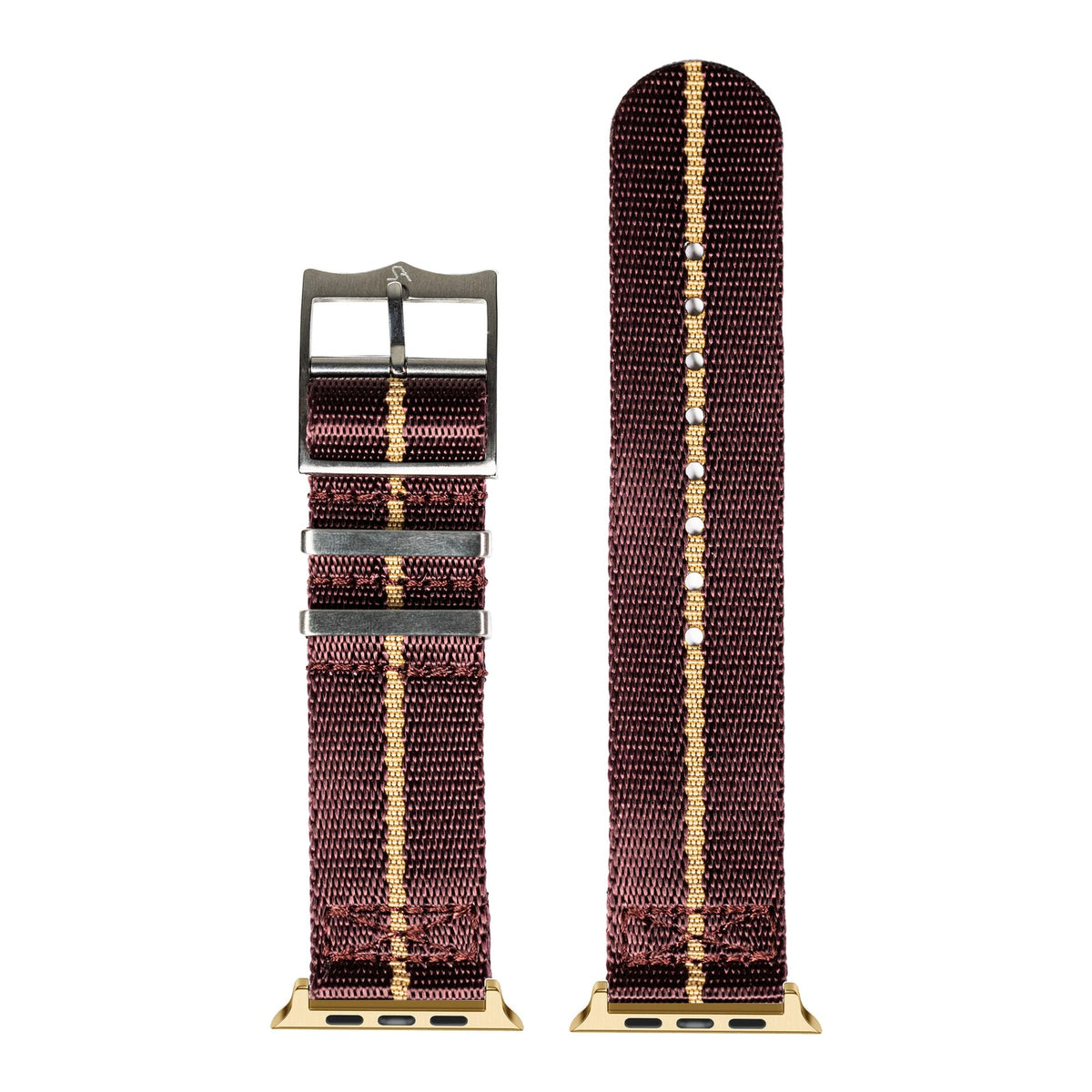 [Apple Watch] Supreme Militex - Burgundy Red/Wheat with Gold Apple Watch connecters