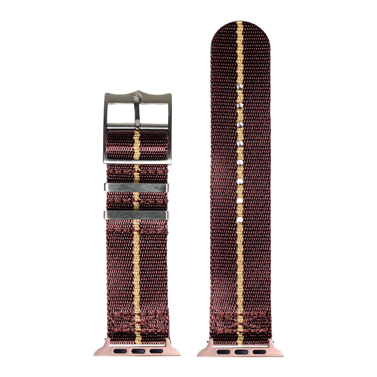 [Apple Watch] Supreme Militex - Burgundy Red/Wheat with Rose Gold Apple Watch connecters