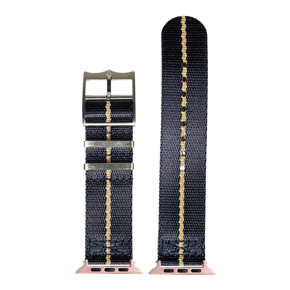[Apple Watch] Supreme Militex - Navy Blue/Wheat with Rose Gold Apple Watch connecters