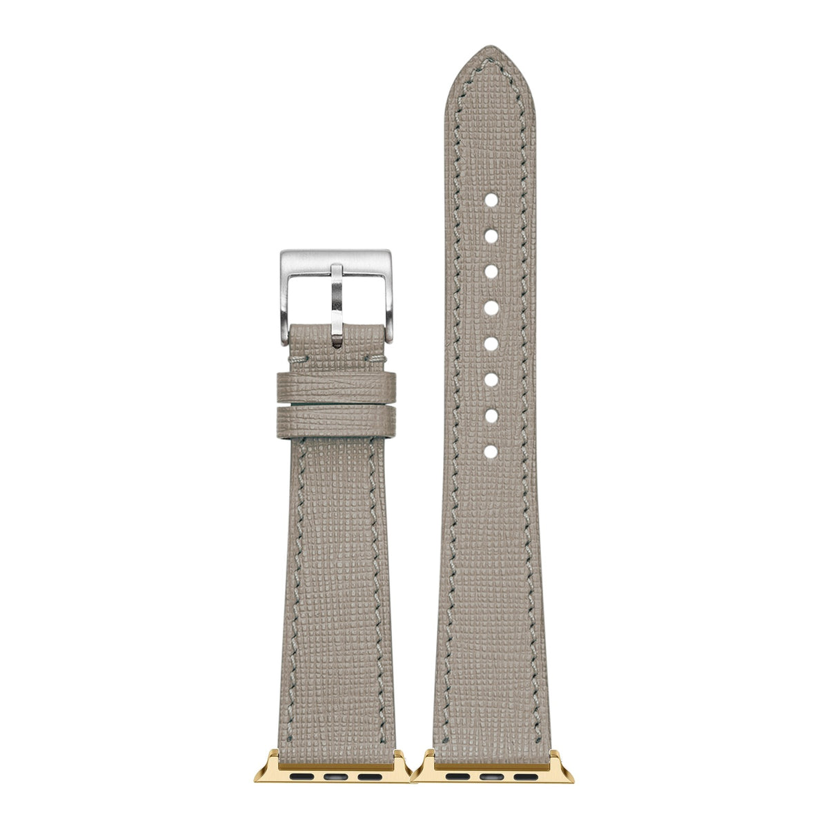 [Apple Watch] Chevre Saffiano Leather - Taupe Grey with Gold Apple Watch connecters