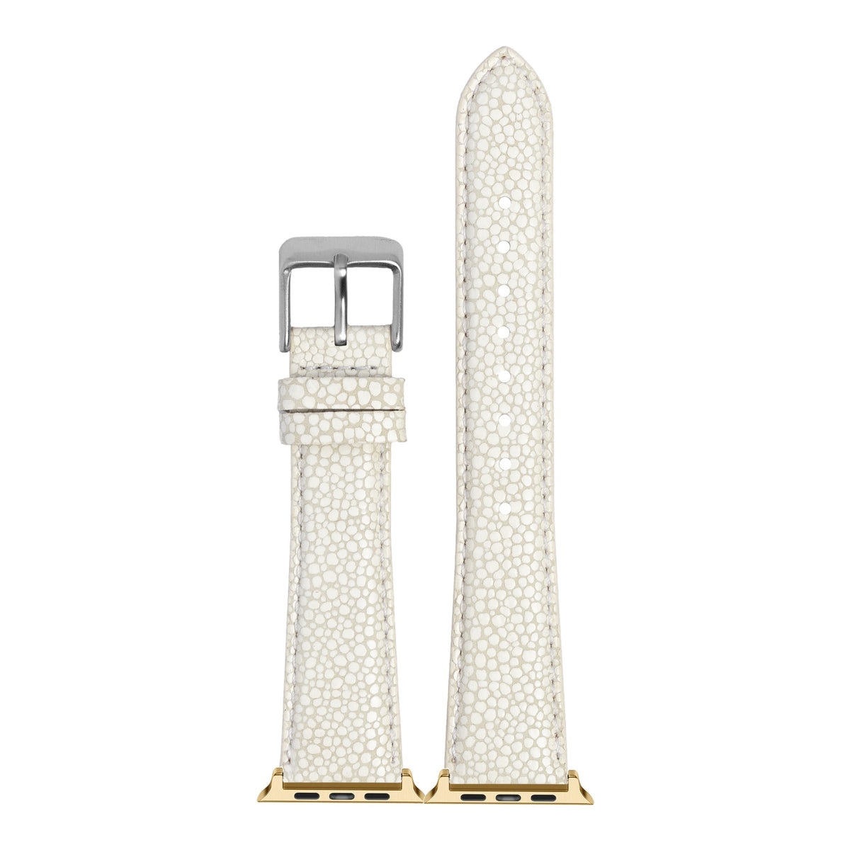 [Apple Watch] Faux Stingray - White with Gold Apple Watch connecters