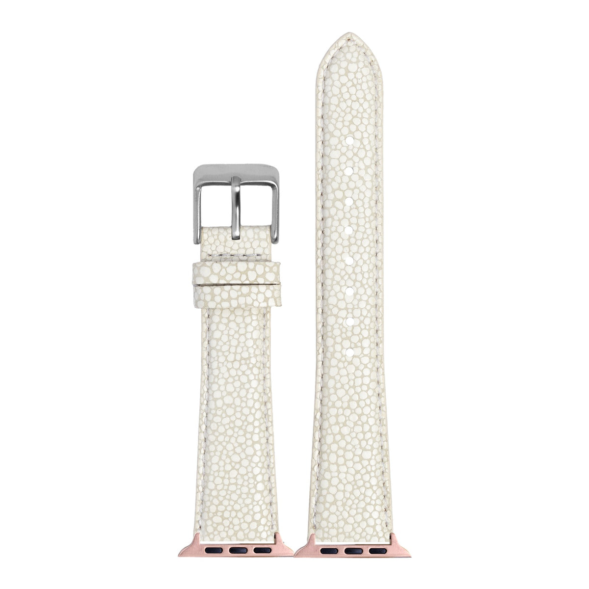 [Apple Watch] Faux Stingray - White with Rose Gold Apple Watch connecters