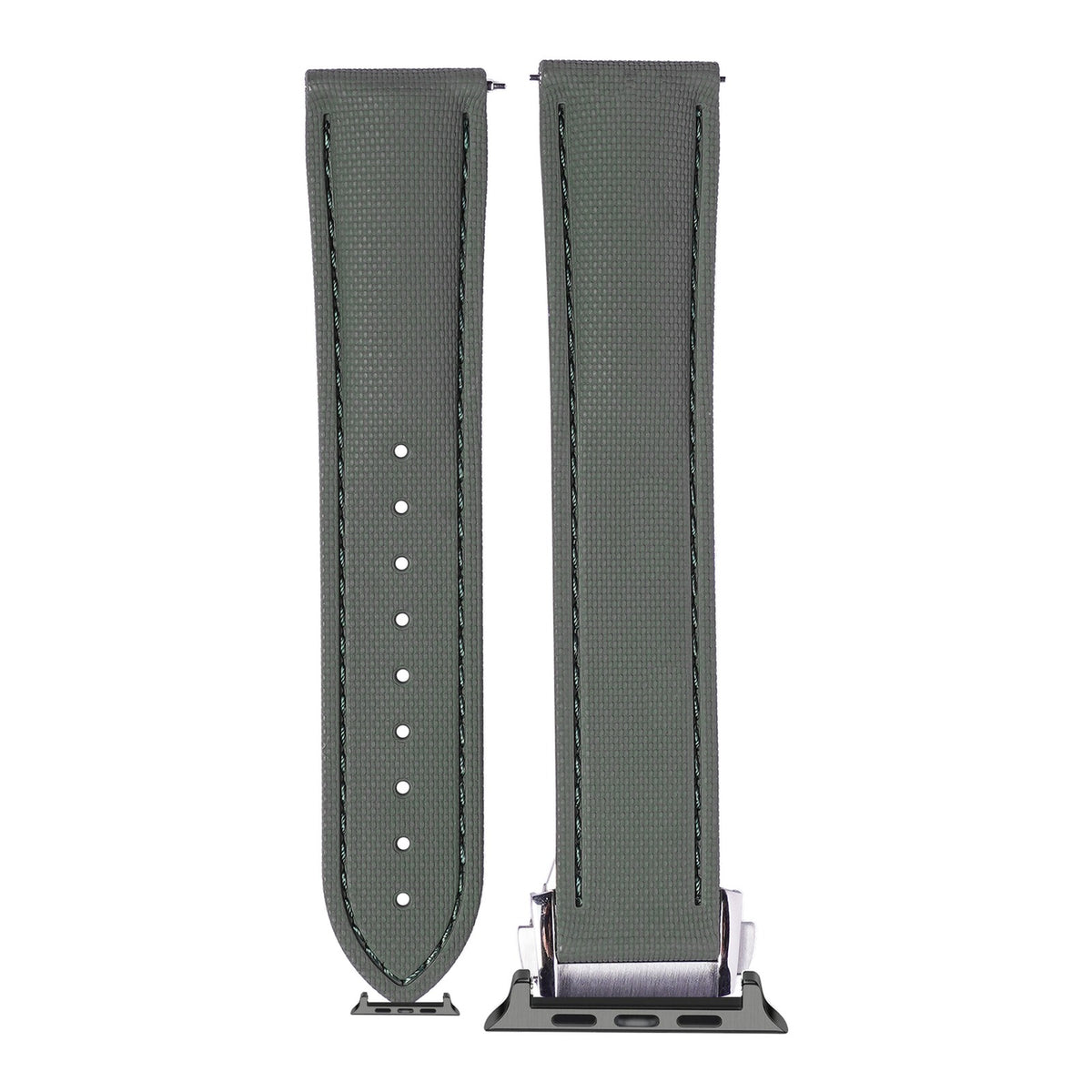 [Apple Watch] Textured FKM Rubber - Army Green with Black Apple Watch connecters
