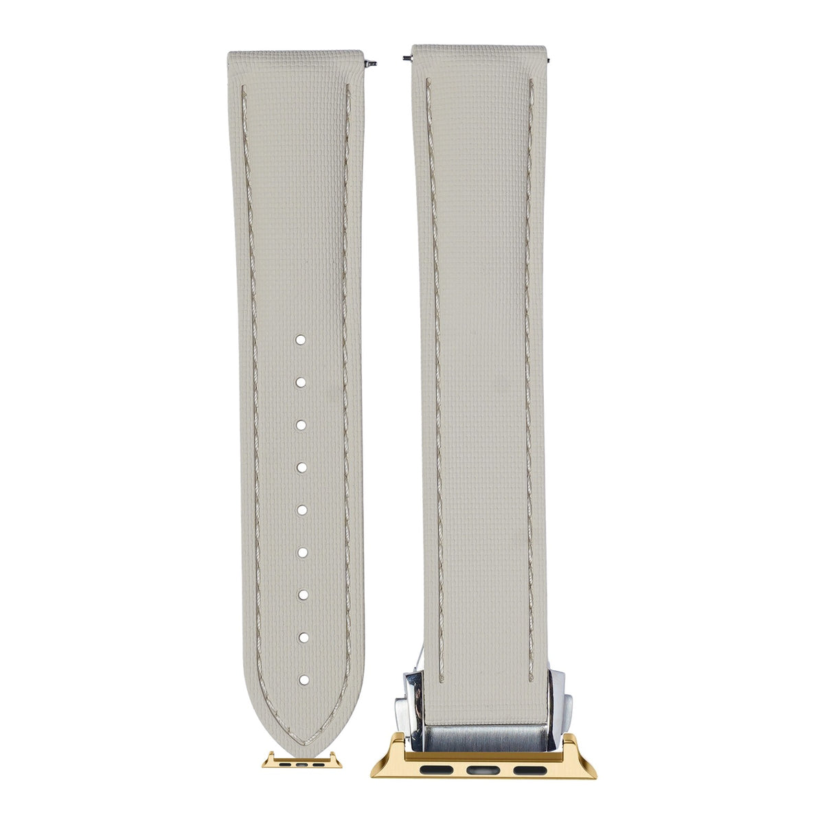 [Apple Watch] Textured FKM Rubber - Beige with Gold Apple Watch connecters