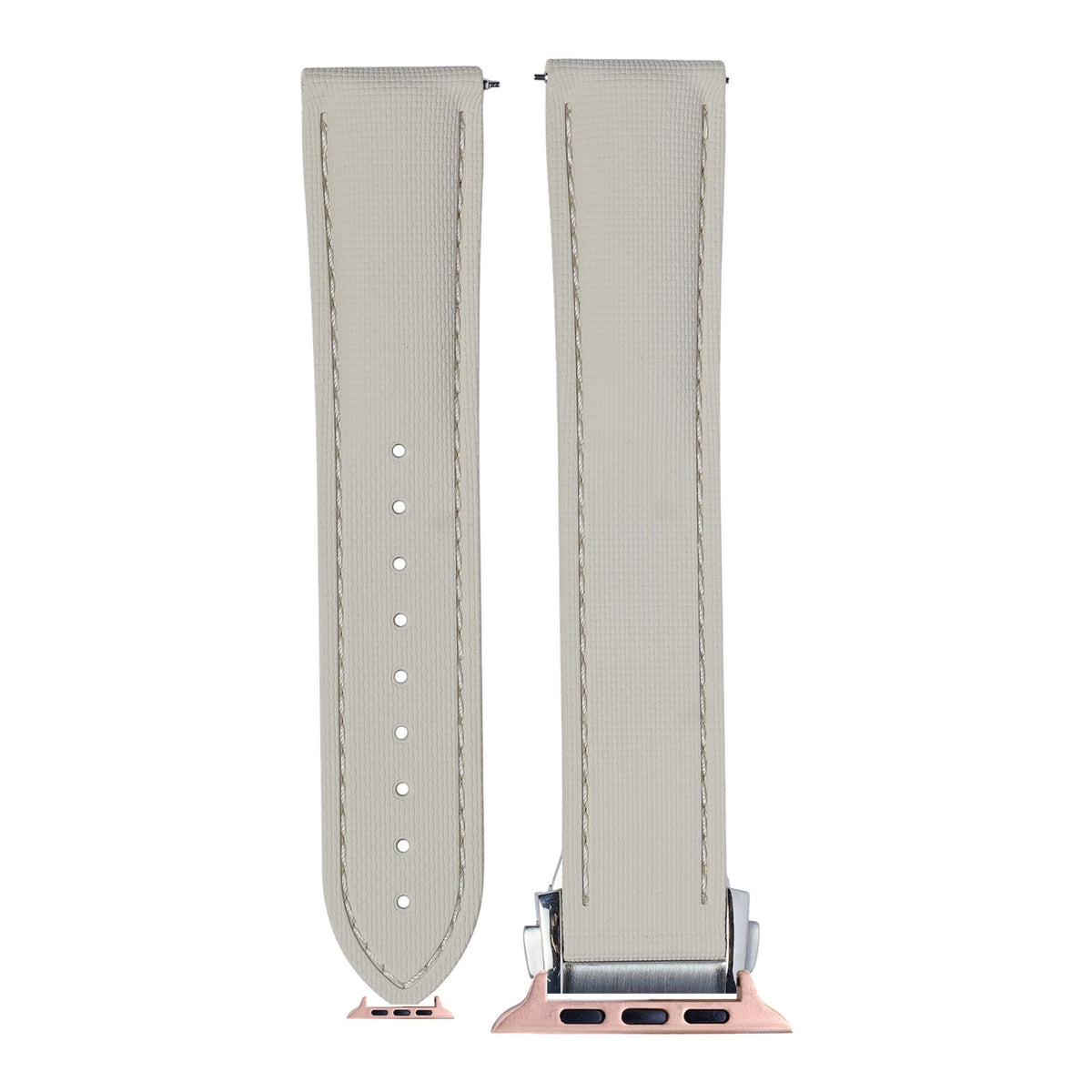 [Apple Watch] Textured FKM Rubber - Beige with Rose Gold Apple Watch connecters