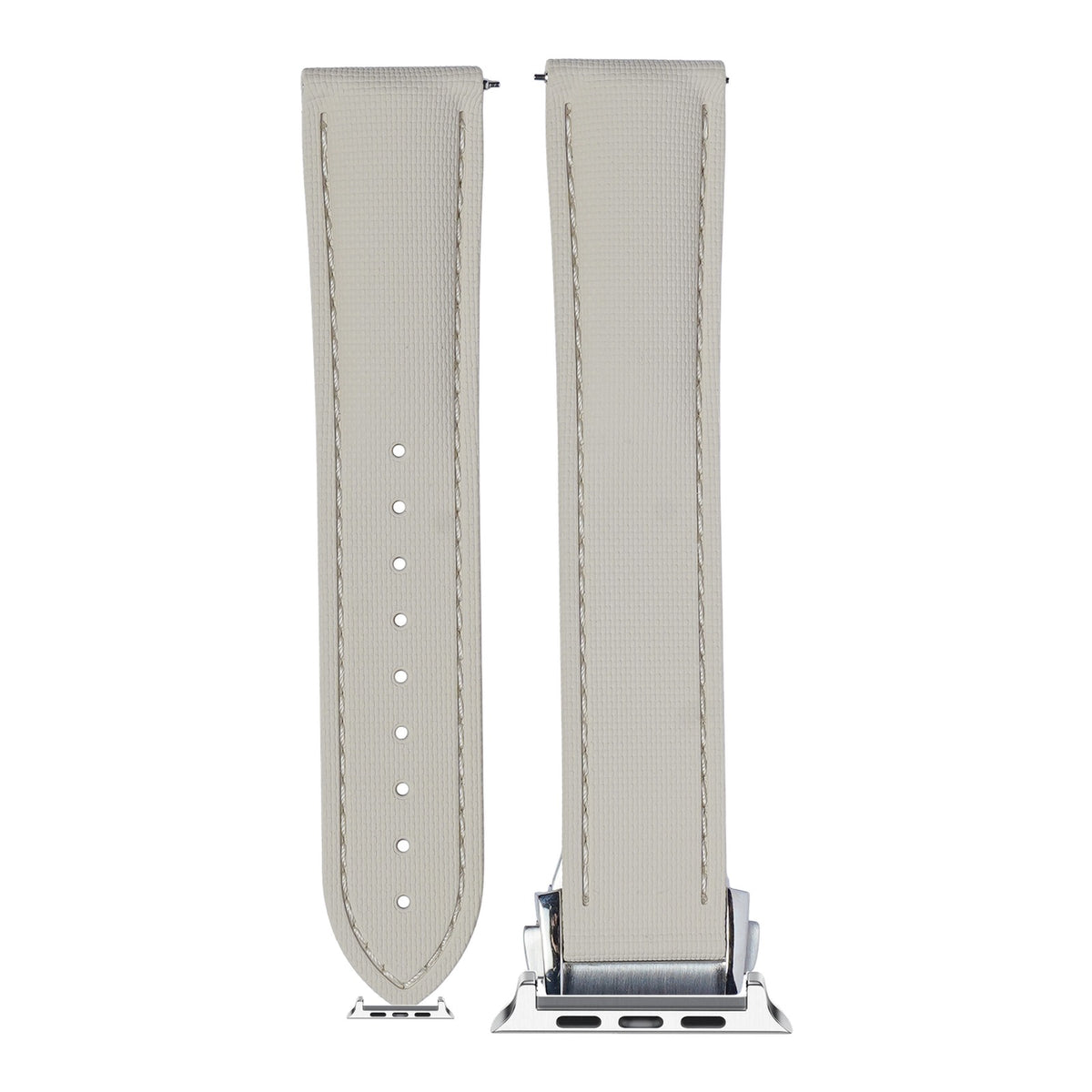 [Apple Watch] Textured FKM Rubber - Beige with Silver Apple Watch connecters