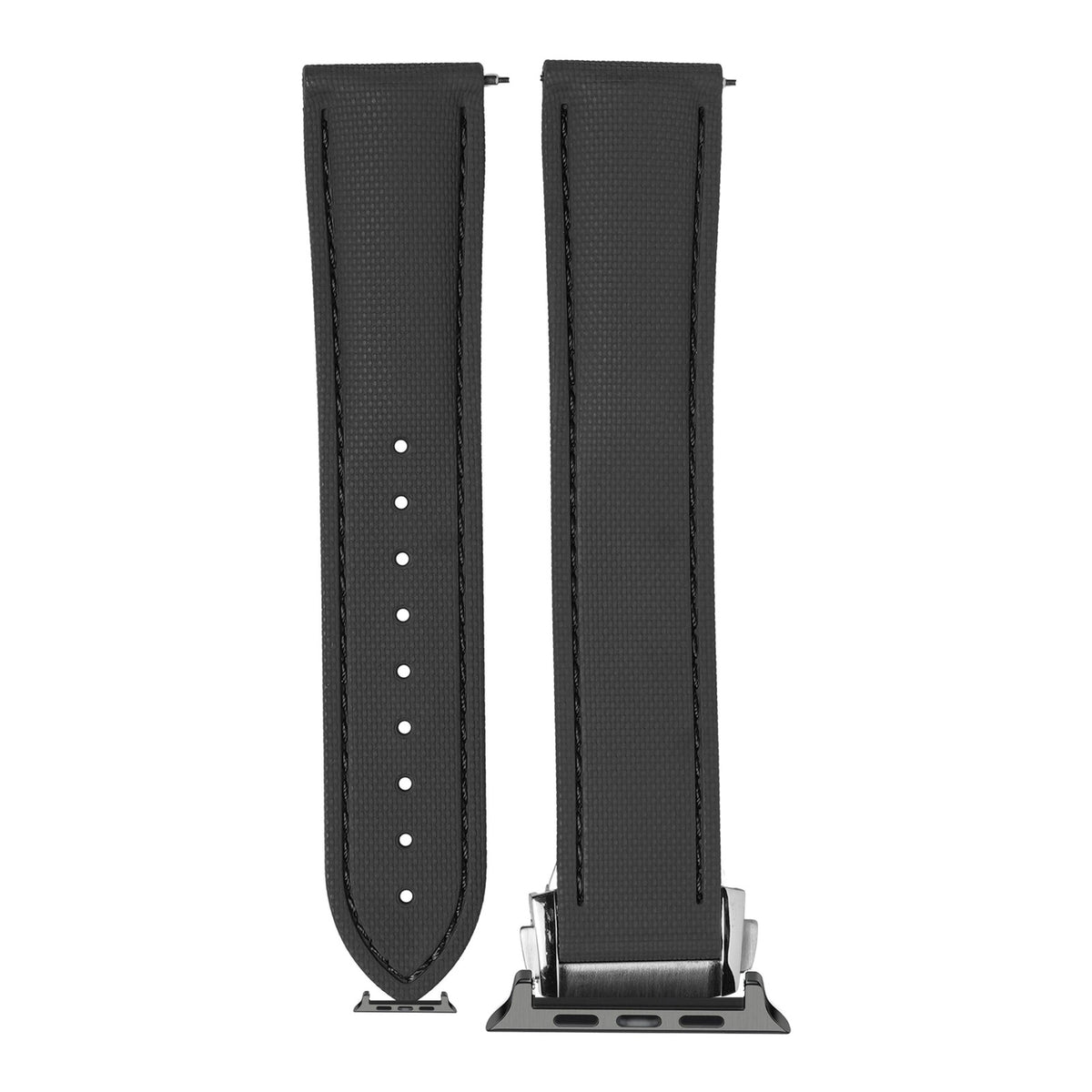 [Apple Watch] Textured FKM Rubber - Black with Black Apple Watch connecters