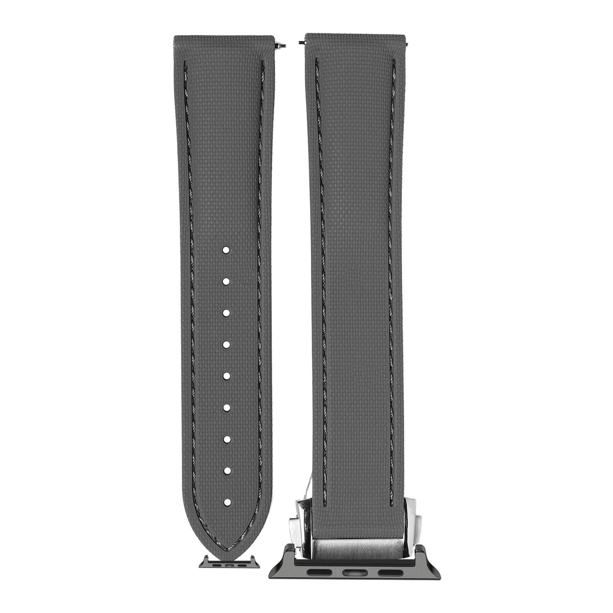 [Apple Watch] Textured FKM Rubber - Grey with Black Apple Watch connecters