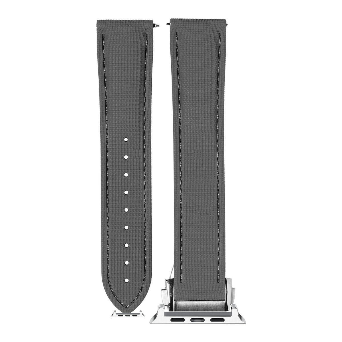 [Apple Watch] Textured FKM Rubber - Grey with Silver Apple Watch connecters