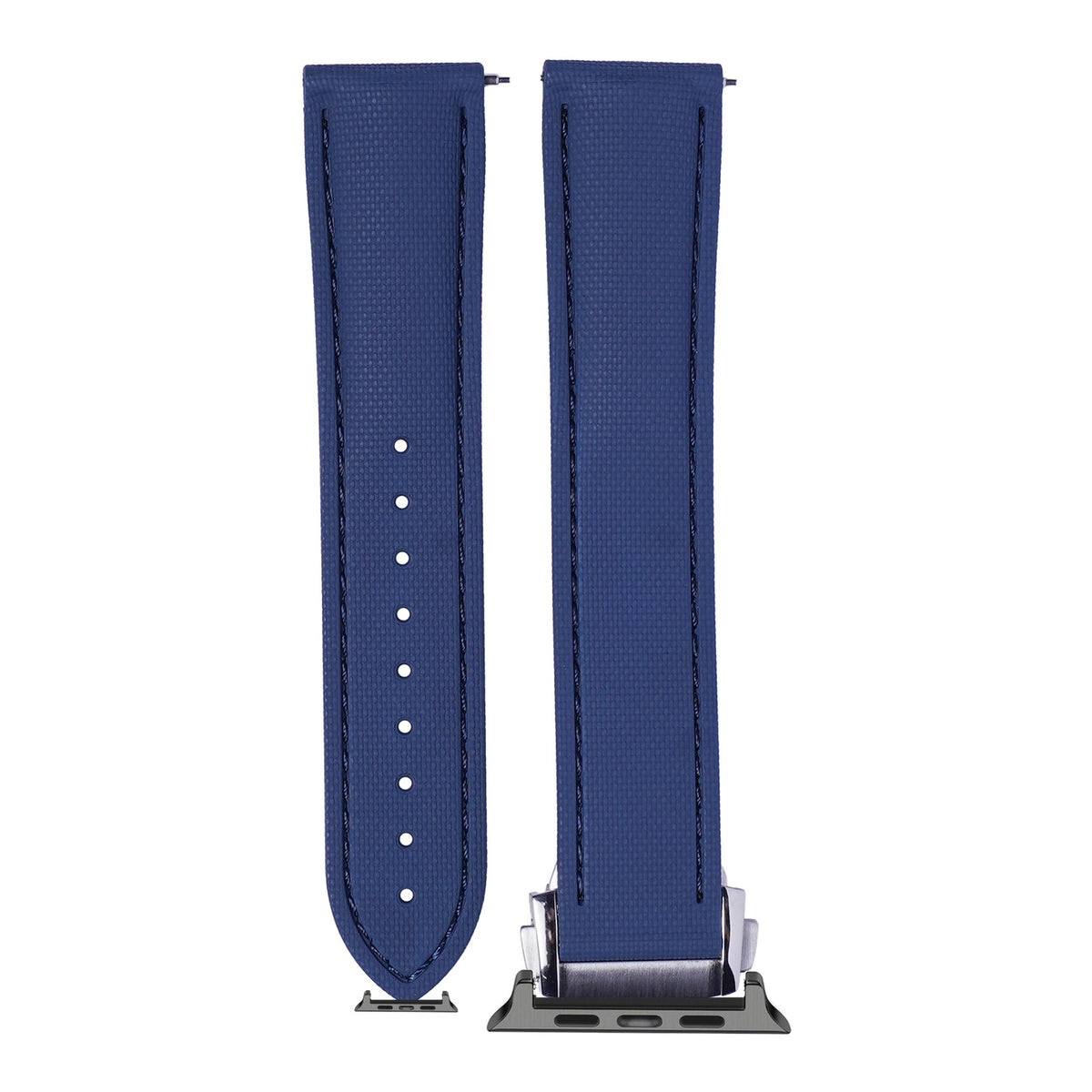 [Apple Watch] Textured FKM Rubber - Navy Blue with Black Apple Watch connecters