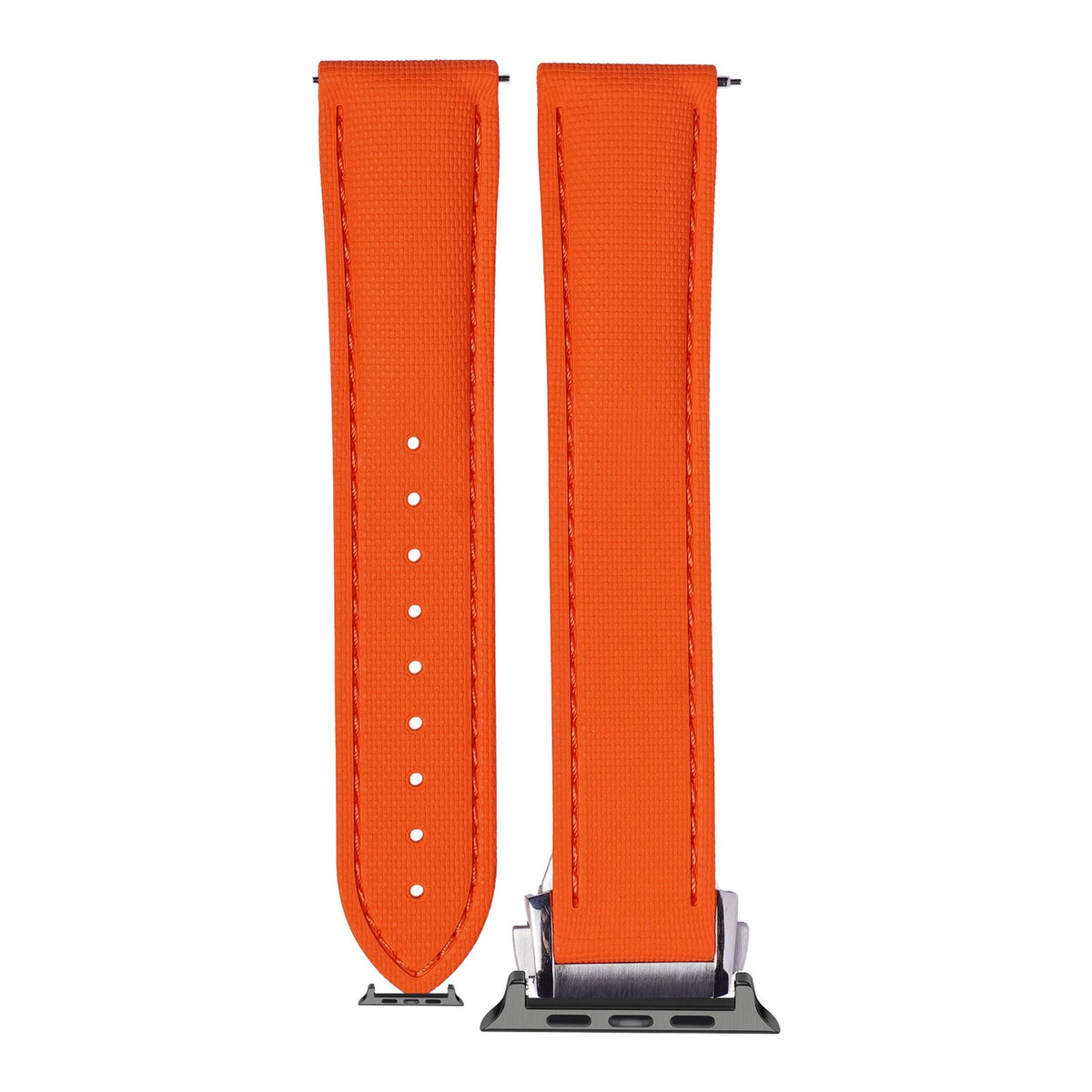 [Apple Watch] Textured FKM Rubber - Orange with Black Apple Watch connecters