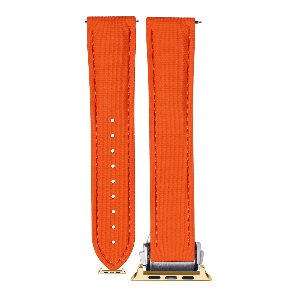 [Apple Watch] Textured FKM Rubber - Orange with Gold Apple Watch connecters