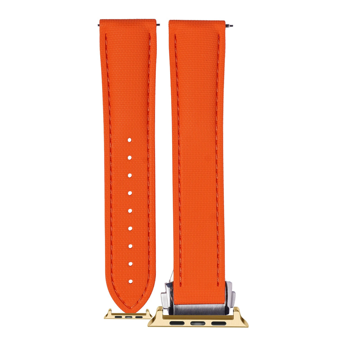 [Apple Watch] Textured FKM Rubber - Orange with Gold Apple Watch connecters