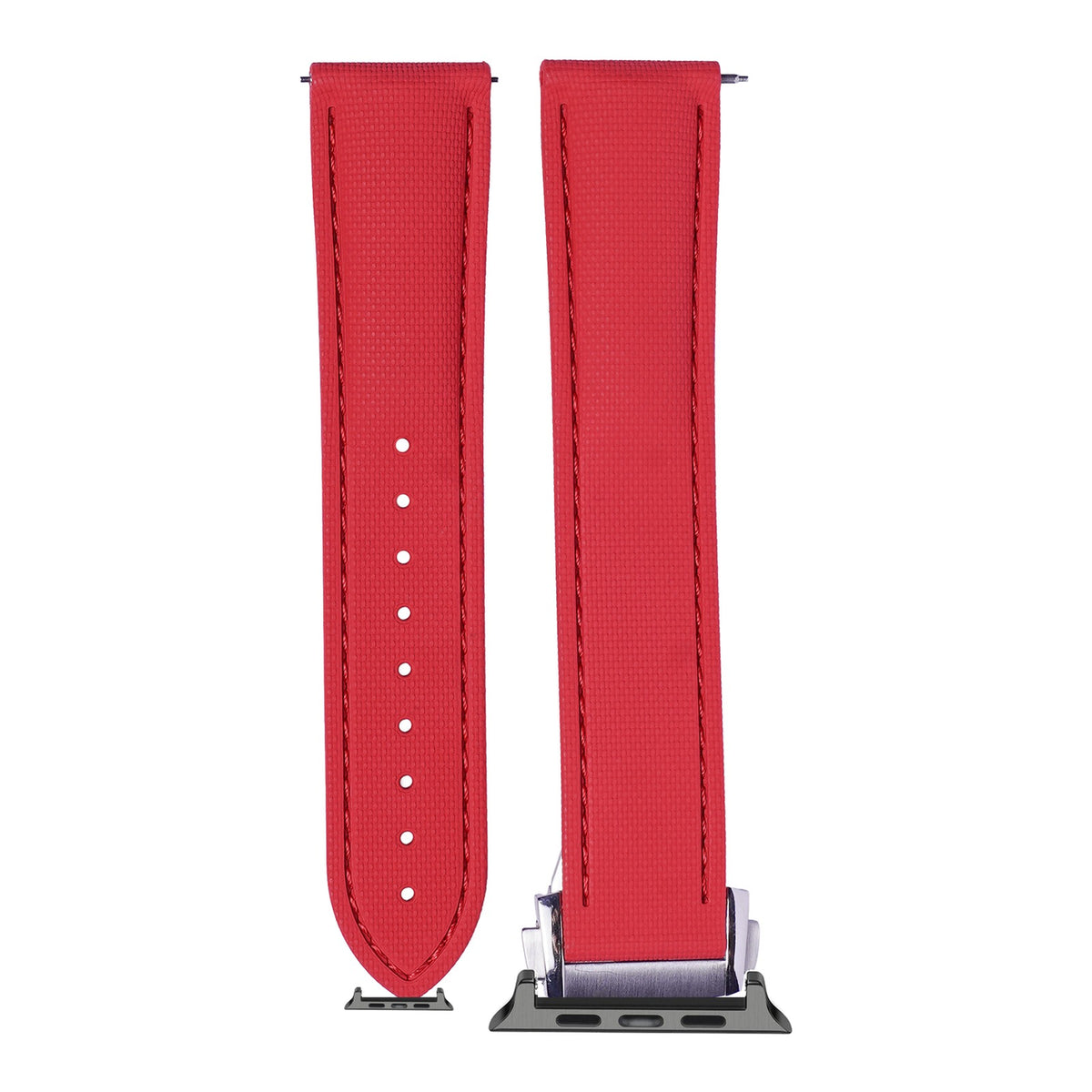 [Apple Watch] Textured FKM Rubber - Red with Black Apple Watch connecters