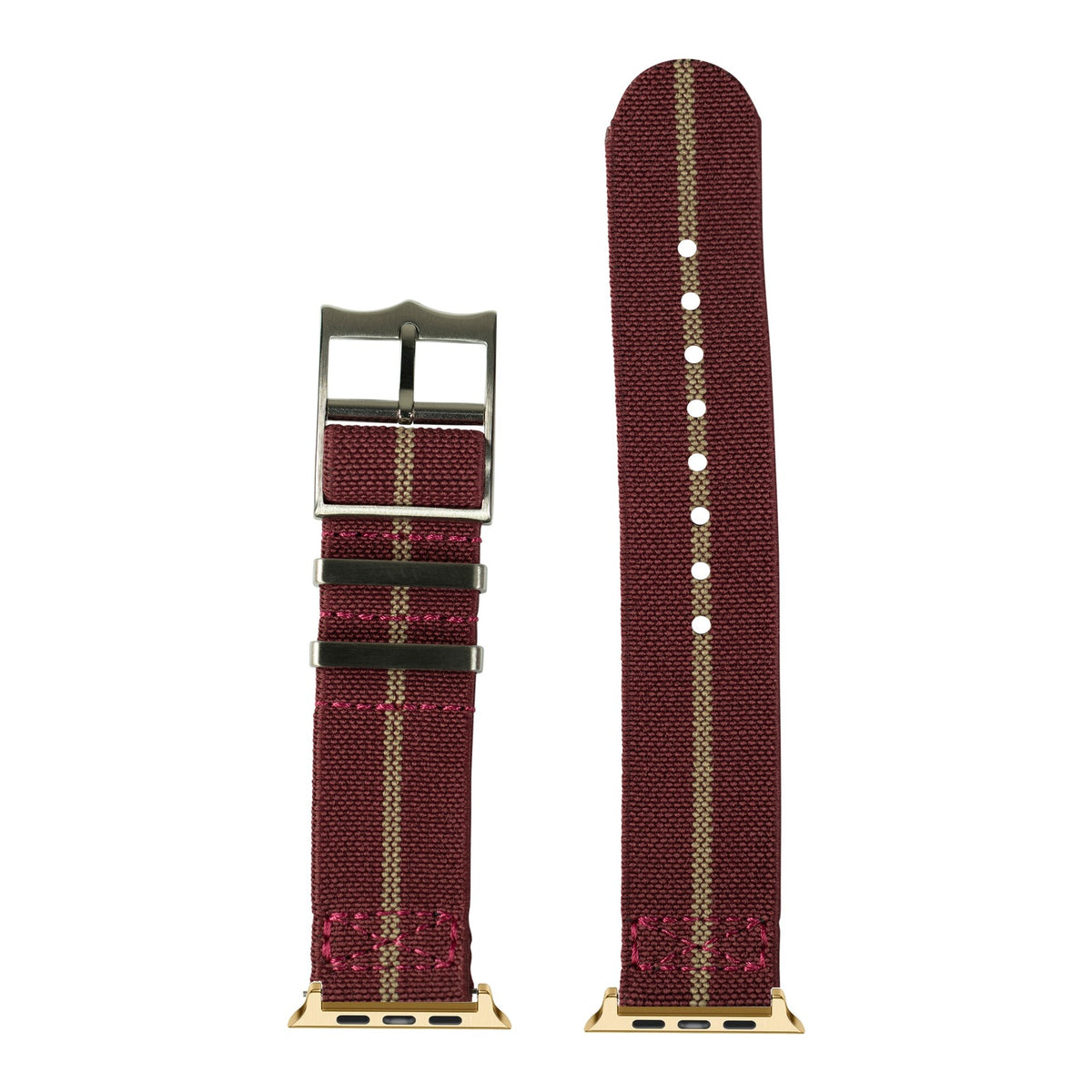 [Apple Watch] ElastoFlex - Maroon Red/Wheat with Gold Apple Watch connecters