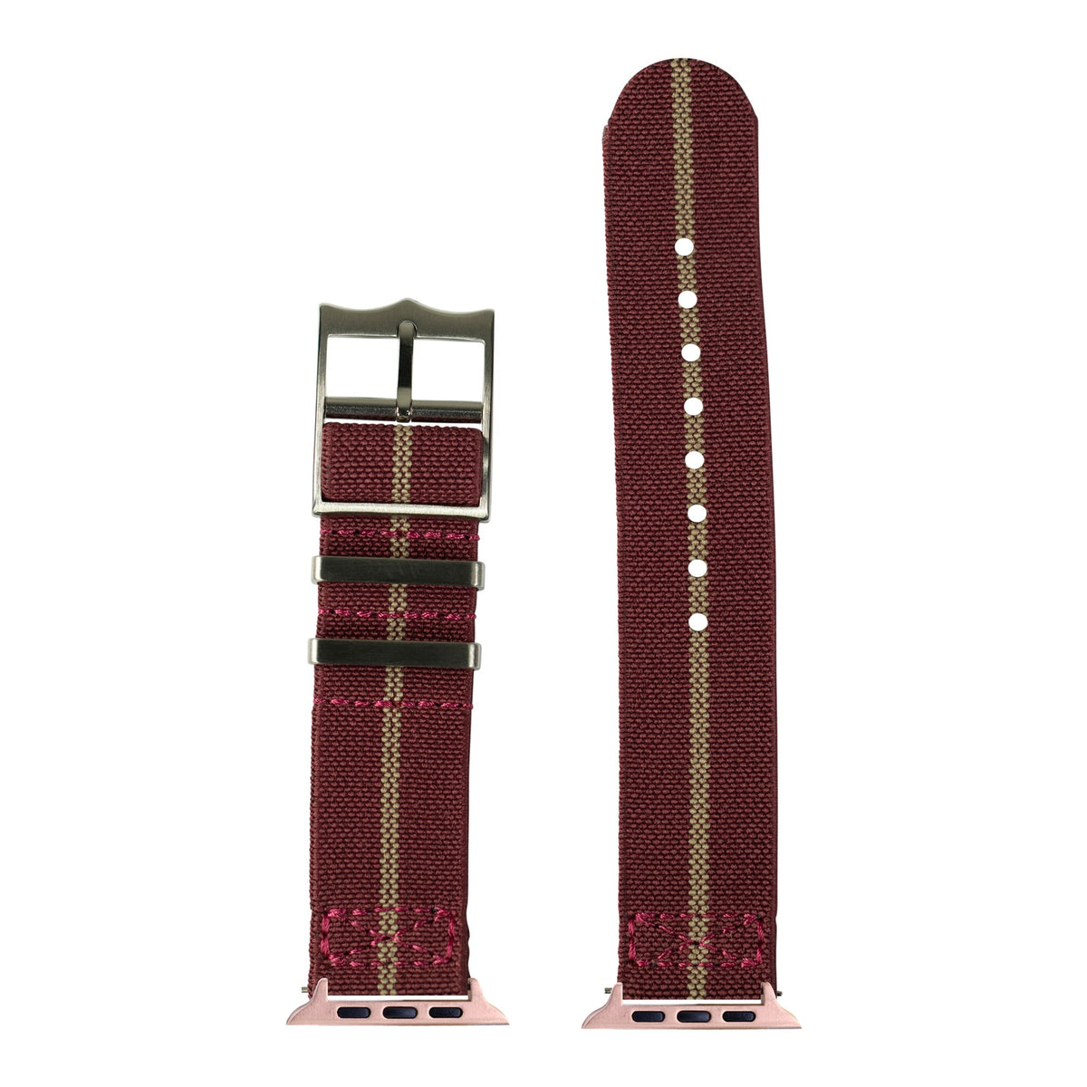 [Apple Watch] ElastoFlex - Maroon Red/Wheat with Rose Gold Apple Watch connecters
