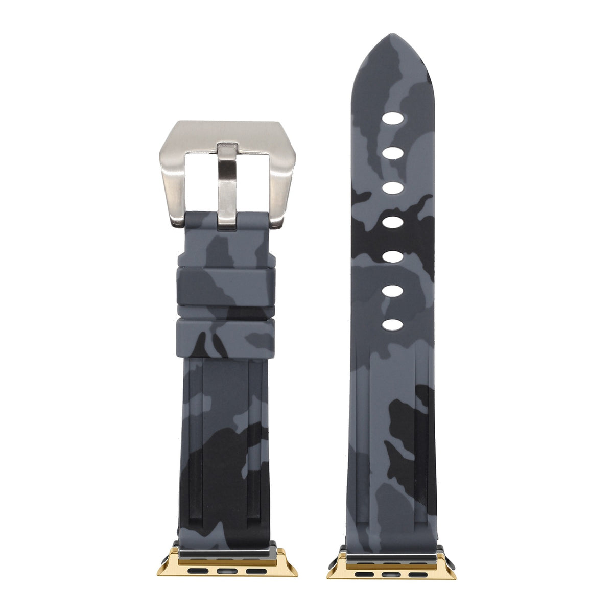 [Apple Watch] Camo Flexi Rubber - Grey with Gold Apple Watch connecters
