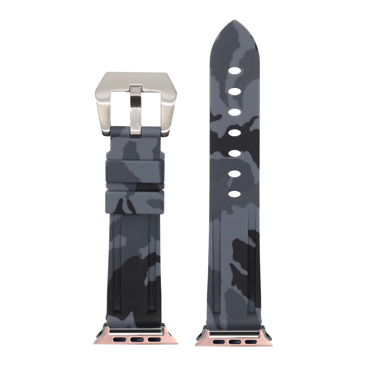 [Apple Watch] Camo Flexi Rubber - Grey with Rose Gold Apple Watch connecters